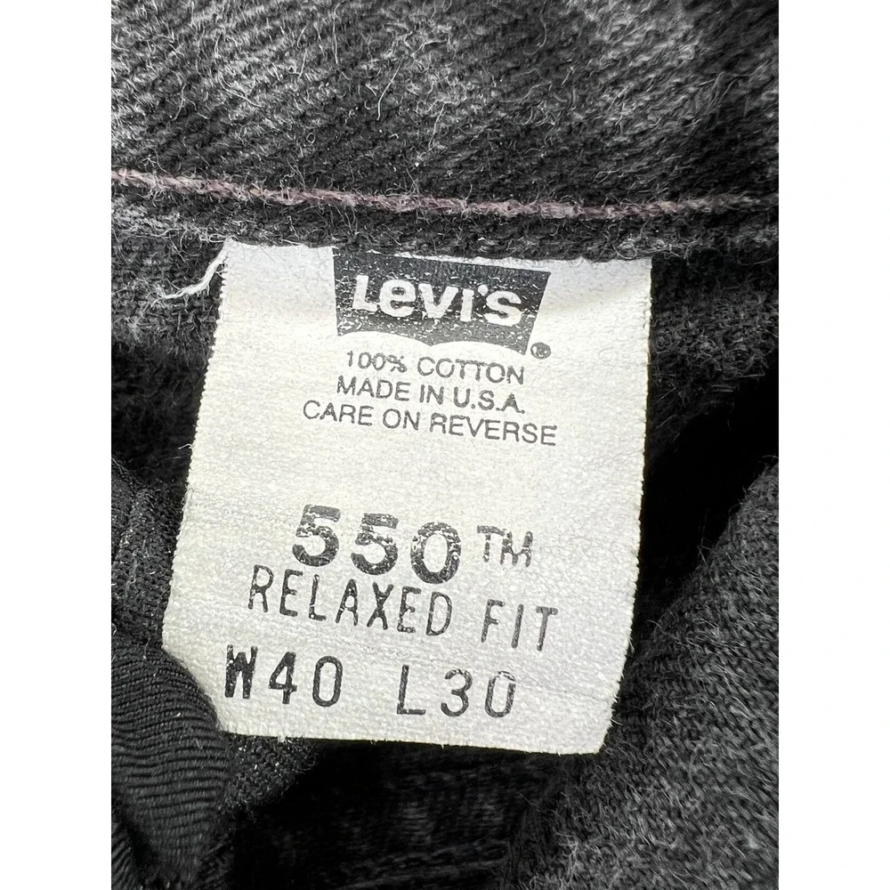 LEVIS 550 Denim Jeans Men 40x30 (37x29 Actual)‎ Relaxed Fit Black Vintage READ